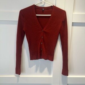 Uniqlo Women's Ribbed Cardigan - burnt orange